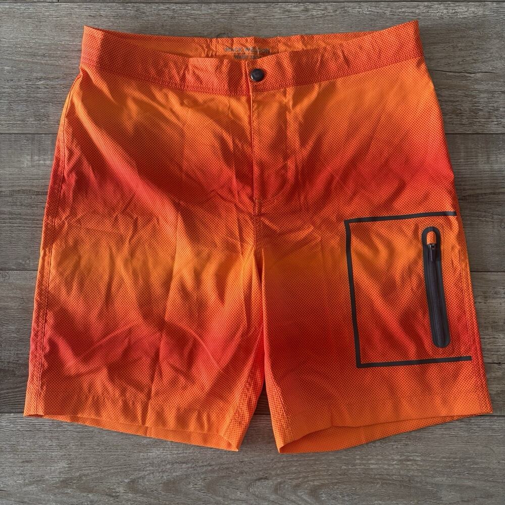 Mack Weldon Board Shorts Mens 33/34 Orange Ombre Unlined Pockets Swim Trunks